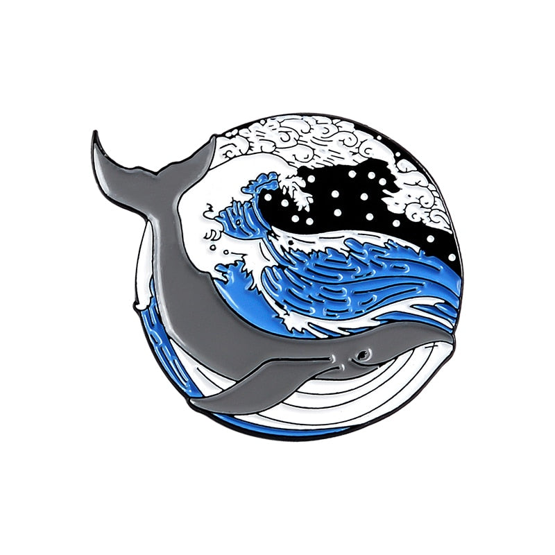 Wave Whale Series Enamel Lapel Pins