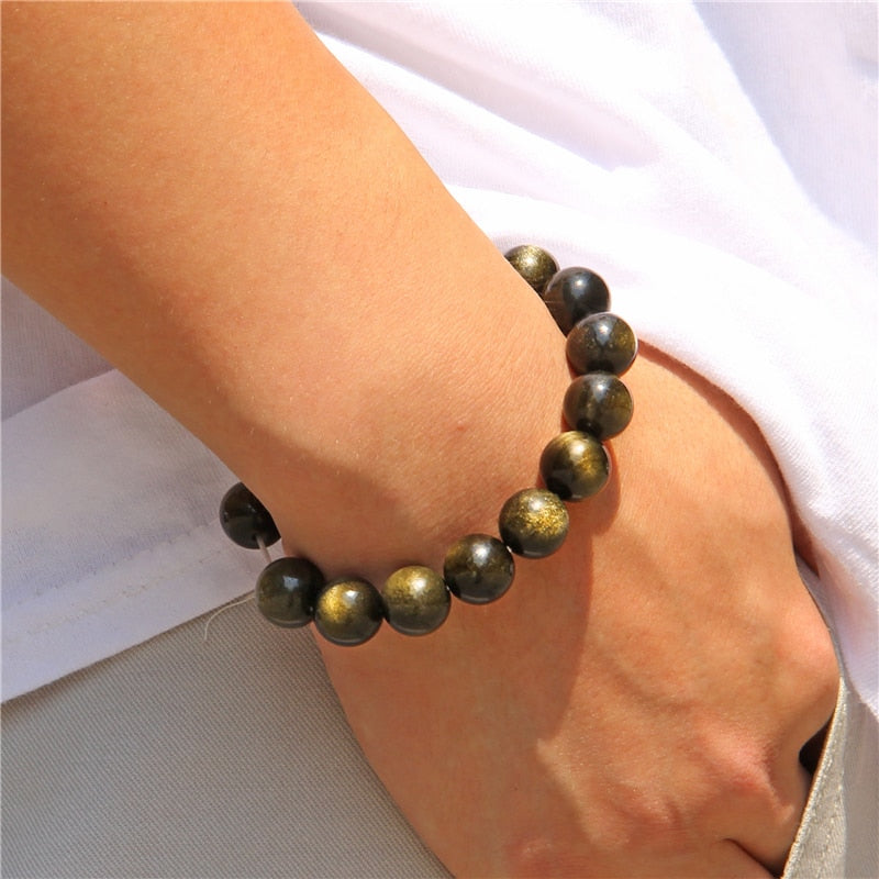 Black Obsidian Beaded Stretch Bracelets
