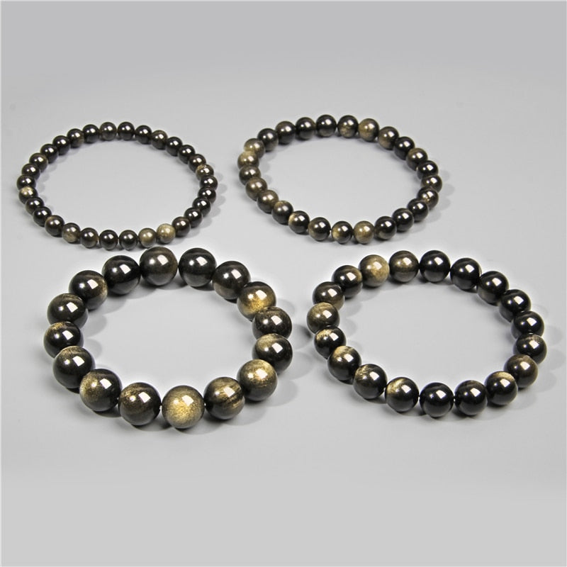 Black Obsidian Beaded Stretch Bracelets