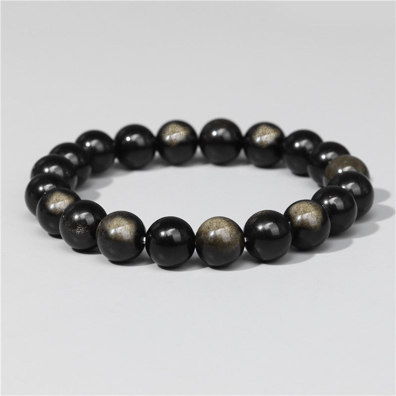 Black Obsidian Beaded Stretch Bracelets