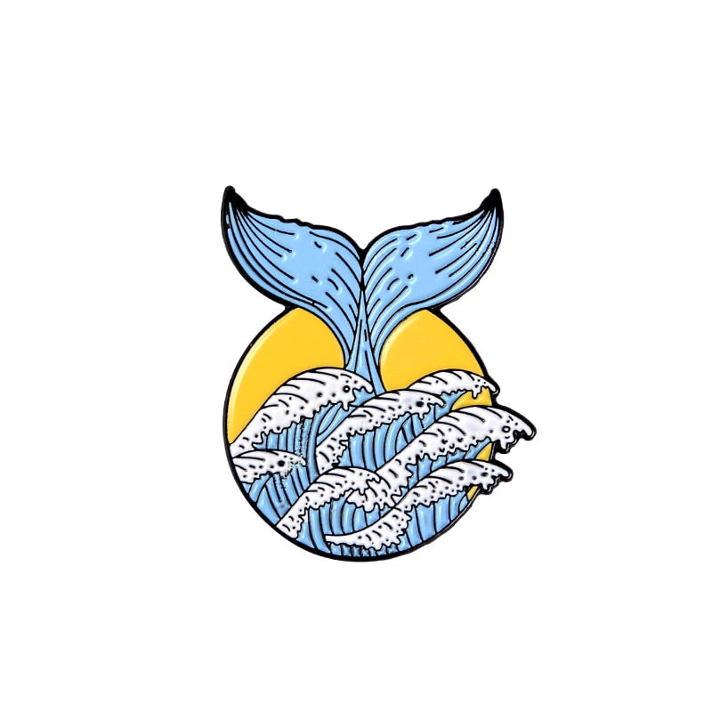 Wave Whale Series Enamel Lapel Pins