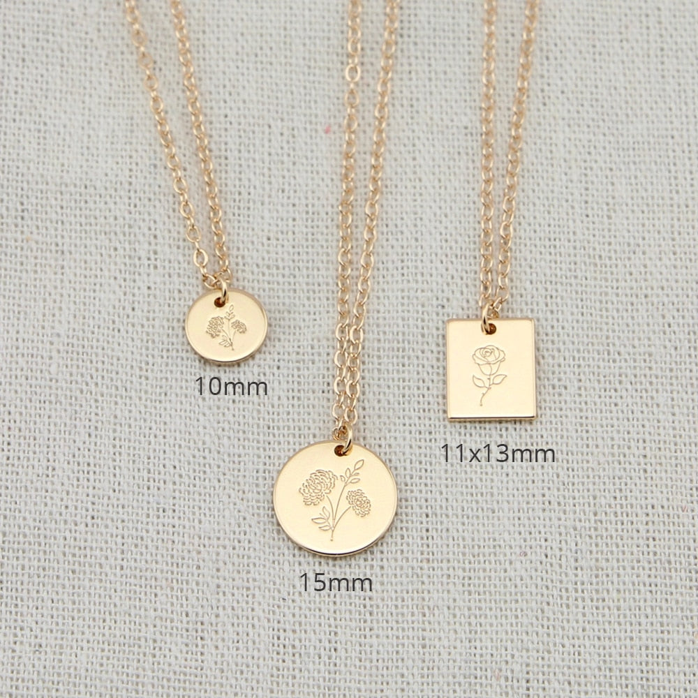 Birth Flower Pendant Necklace
