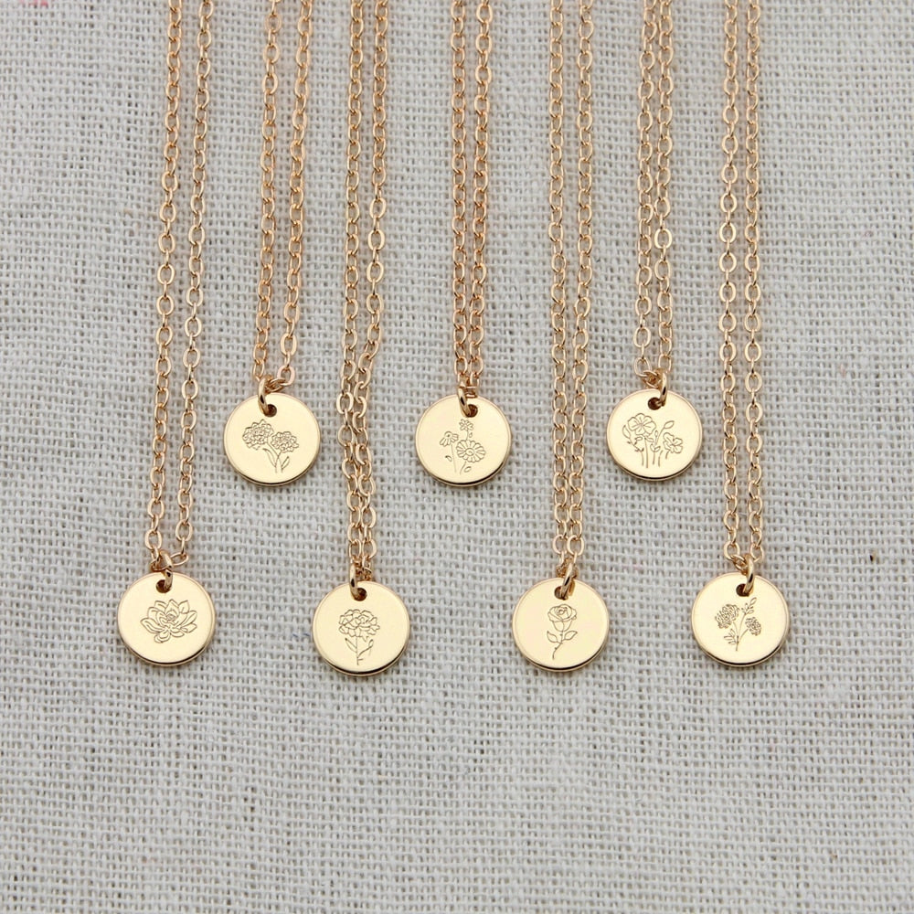 Birth Flower Pendant Necklace