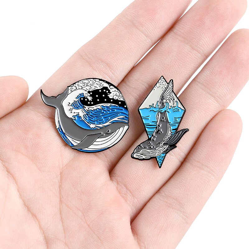 Wave Whale Series Enamel Lapel Pins