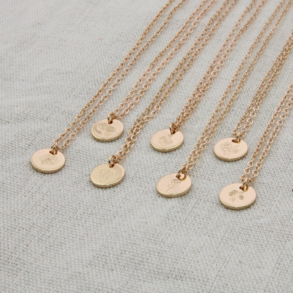 Birth Flower Pendant Necklace